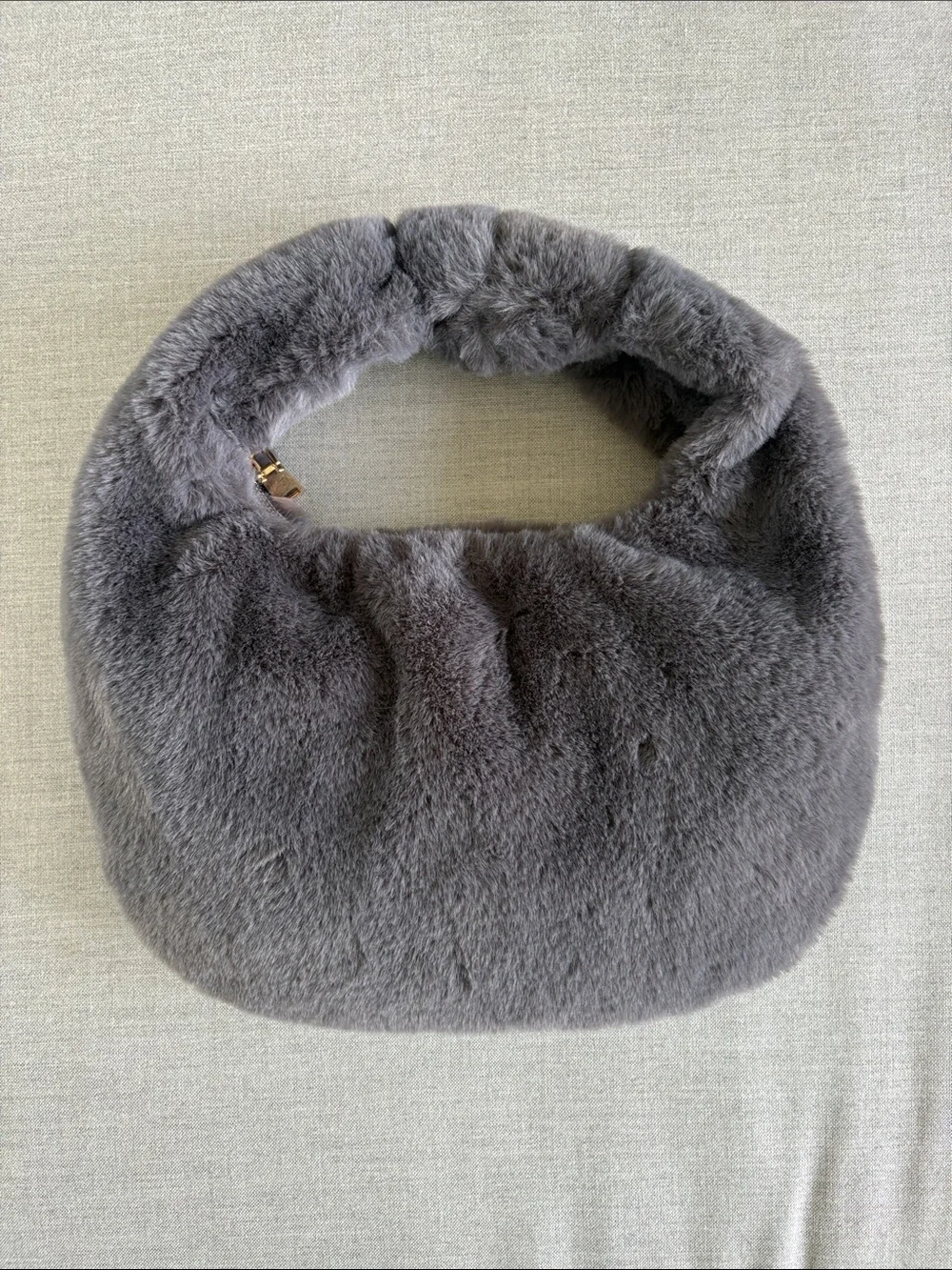 Anthropologie Gray Faux Fur Hobo Clutch